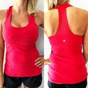 Lululemon hot red workout top. Great support!